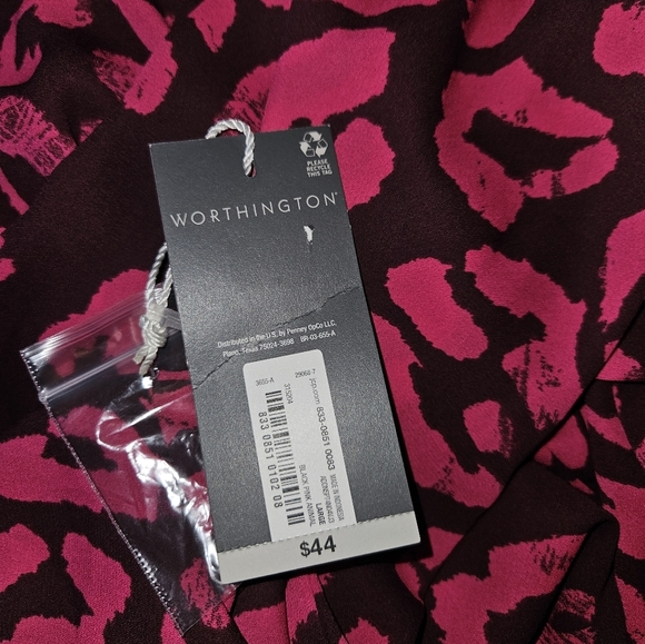 Pink and Burgundy Leopard Print Long Sleeved Blouse NWT - Picture 7 of 7